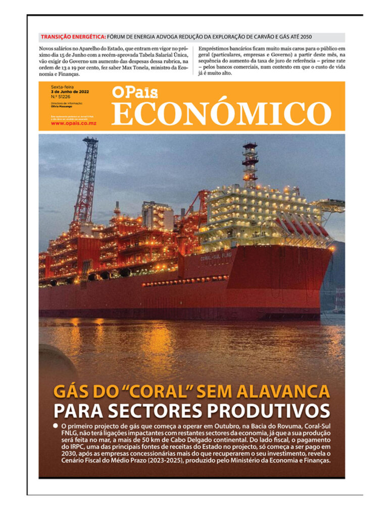 Capa do jornal económico 03 06 2022 O País A verdade como notícia