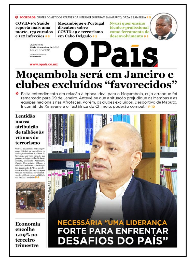 Capa Diária Do Jornal 25 11 2020 O País A Verdade Como Notícia