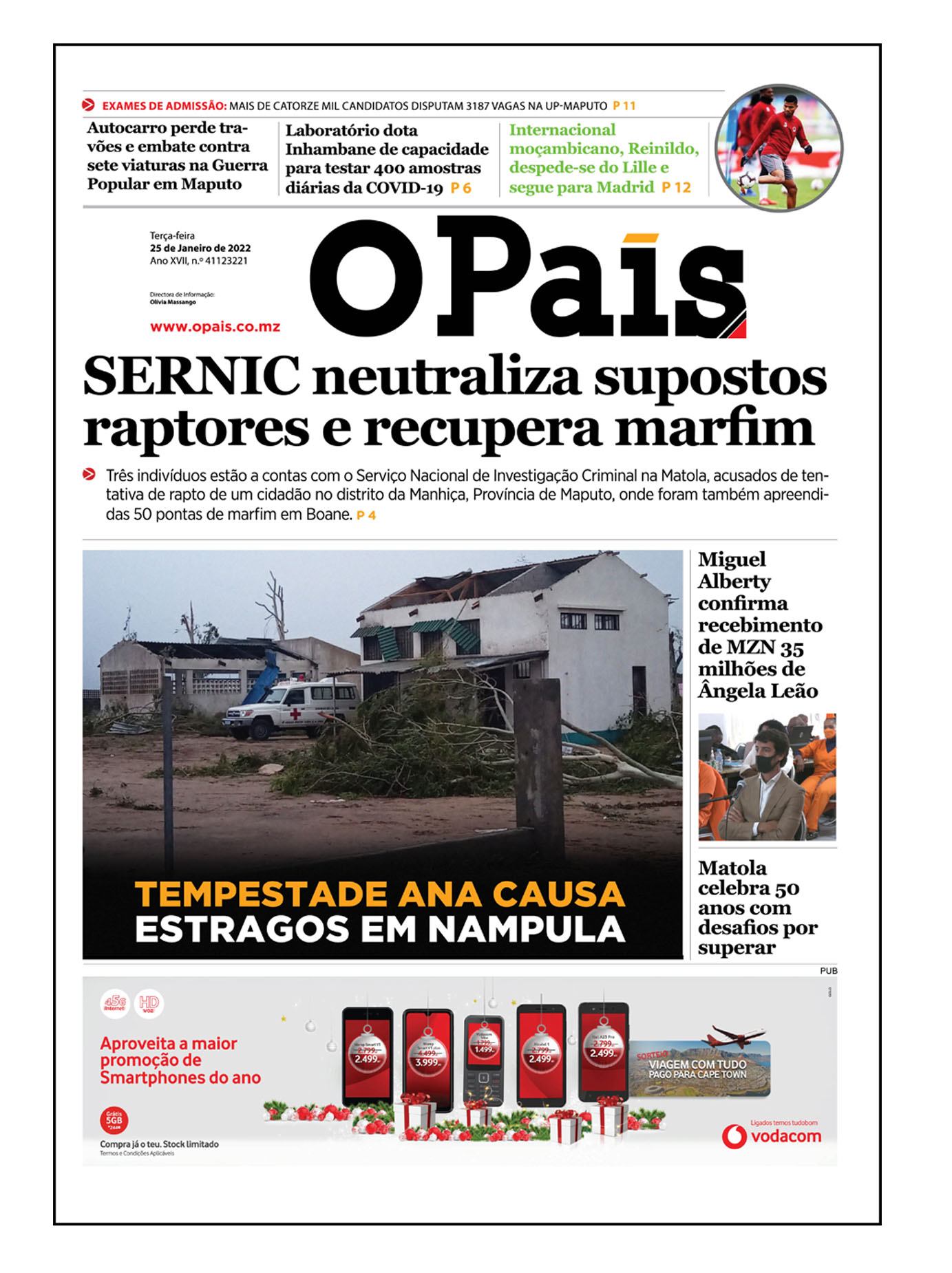 Capa Do Jornal Diário 25012022 O País A Verdade Como Notícia 0489