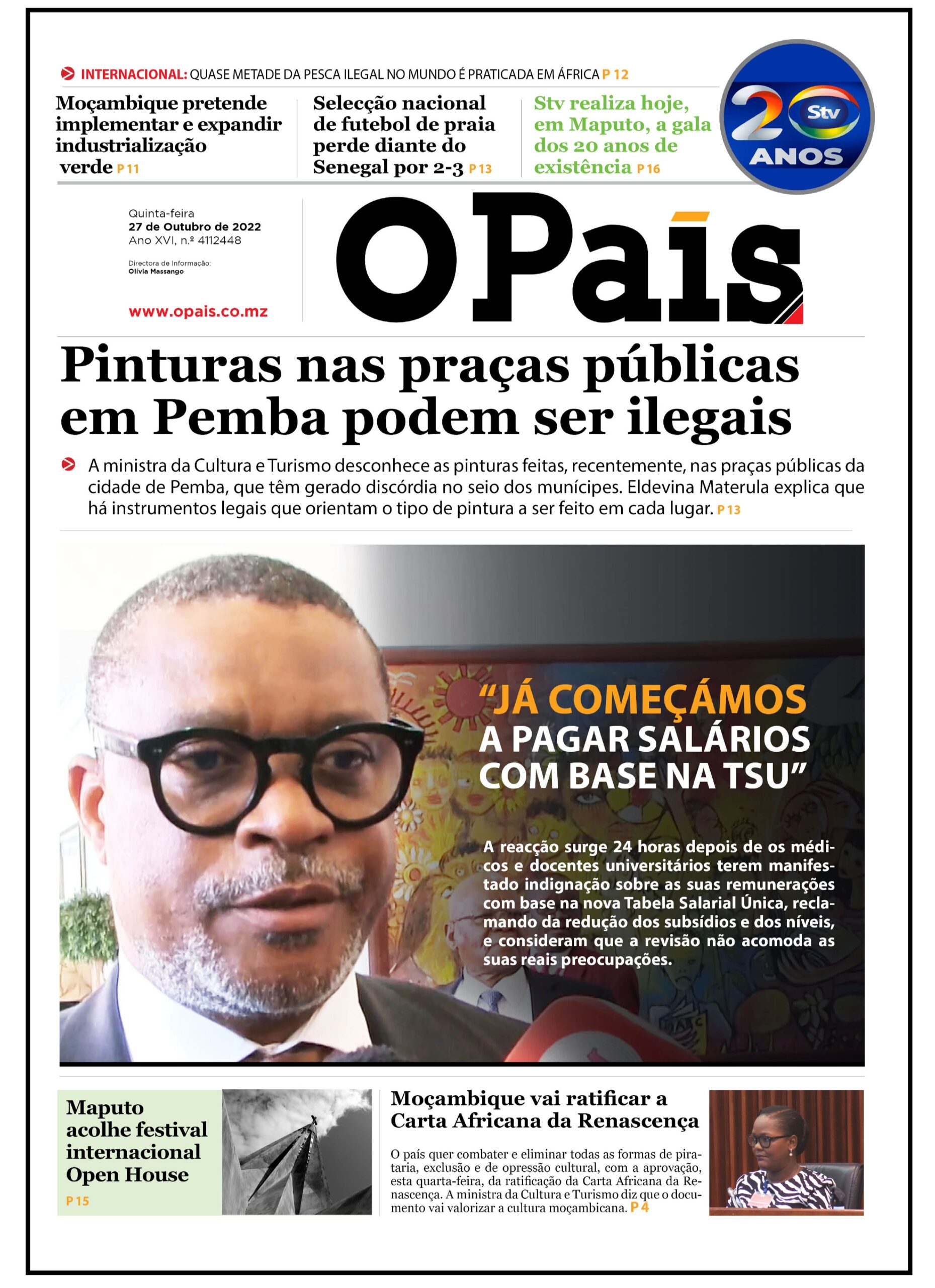 Capa Do Jornal Diário 27102022 O País A Verdade Como Notícia 3909