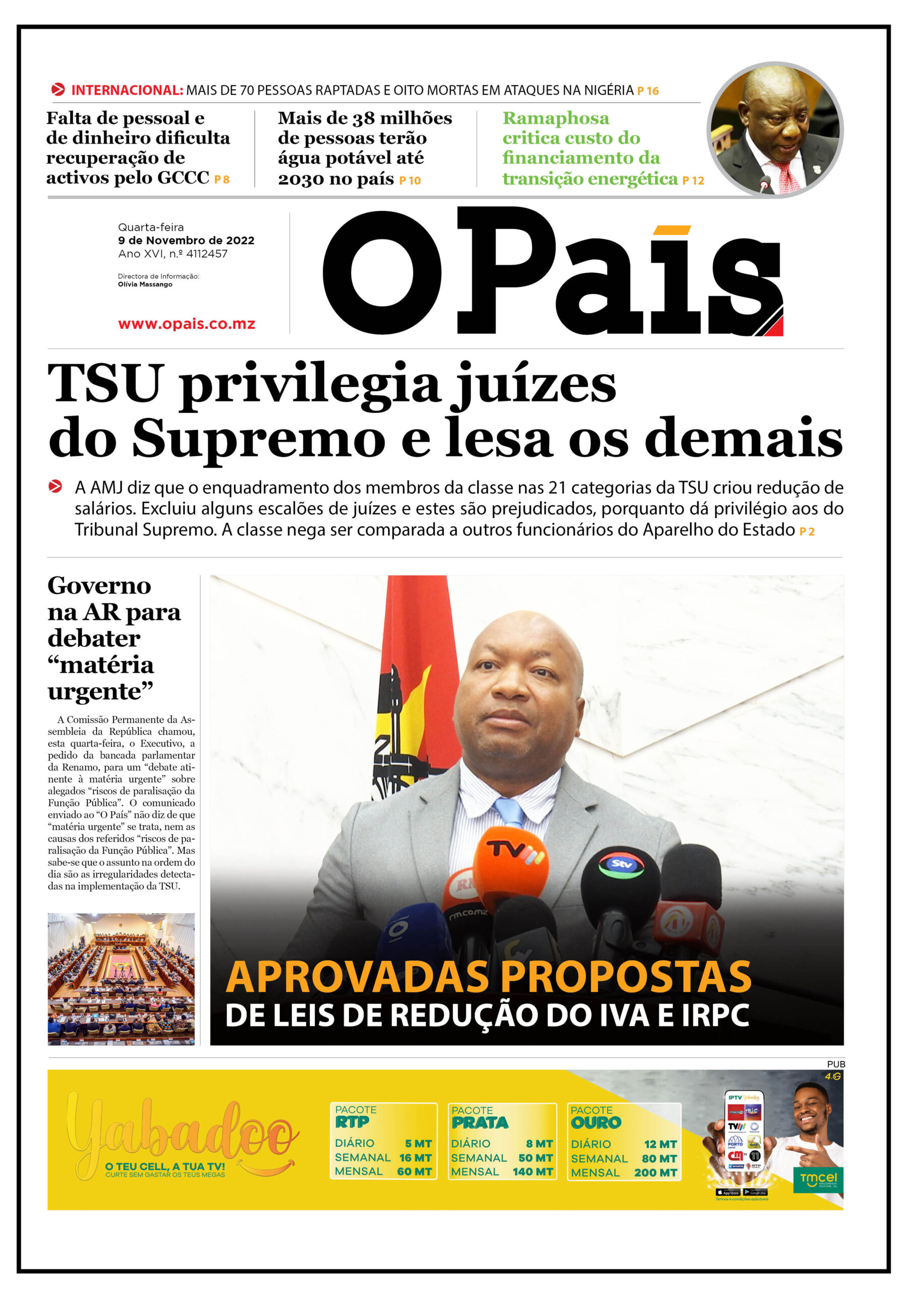 Capa Do Jornal Diário 09112022 O País A Verdade Como Notícia 2166