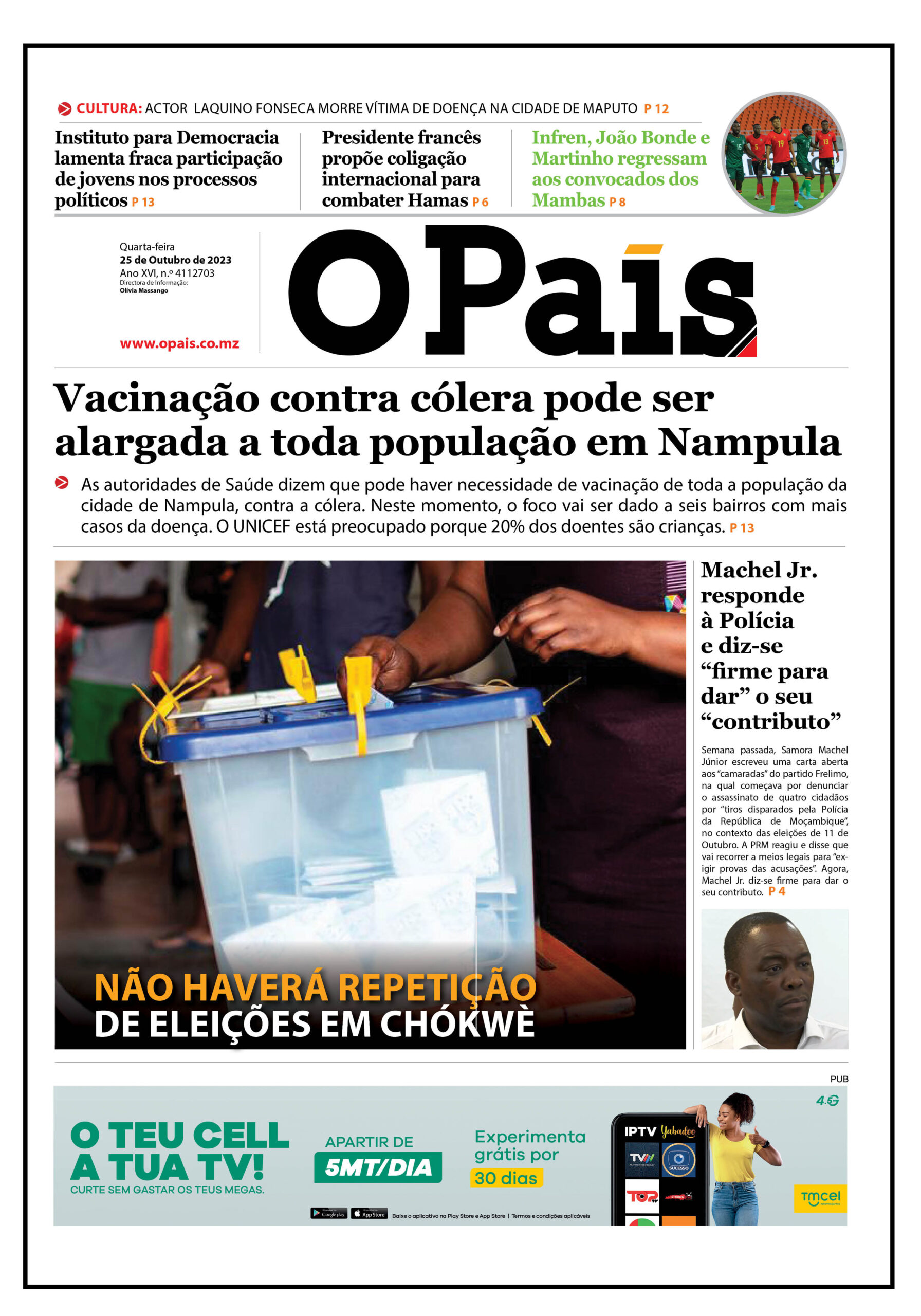 Capa Do Jornal Diário 25 10 2023 O País A Verdade Como Notícia Capa Do Jornal Diário 25 10 2023 O País A Verdade Como Notícia